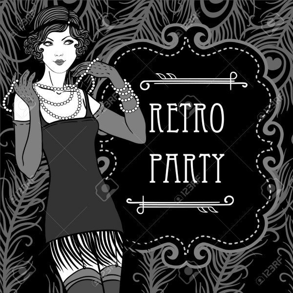 Retro party invitation design in 20's style
